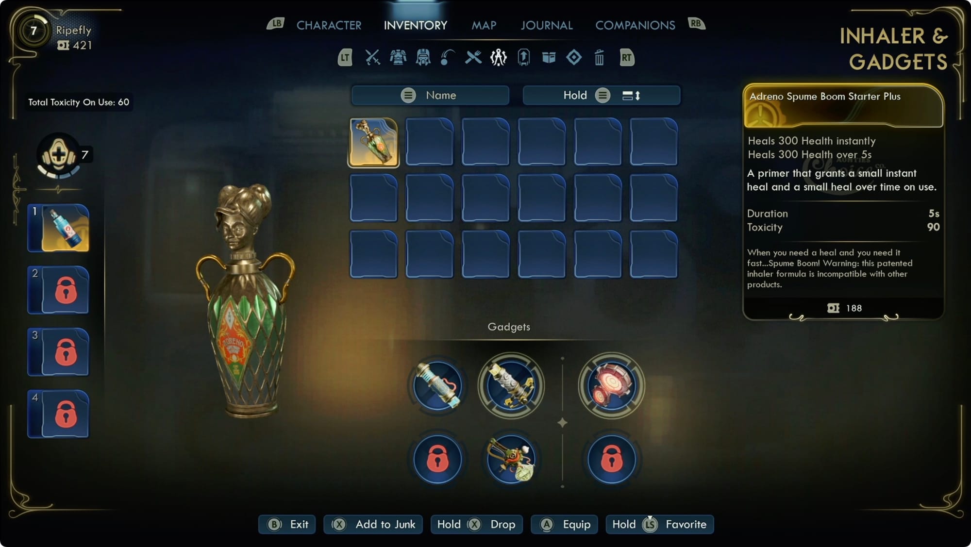 An inhaler primer in Outer Worlds 2's inventory