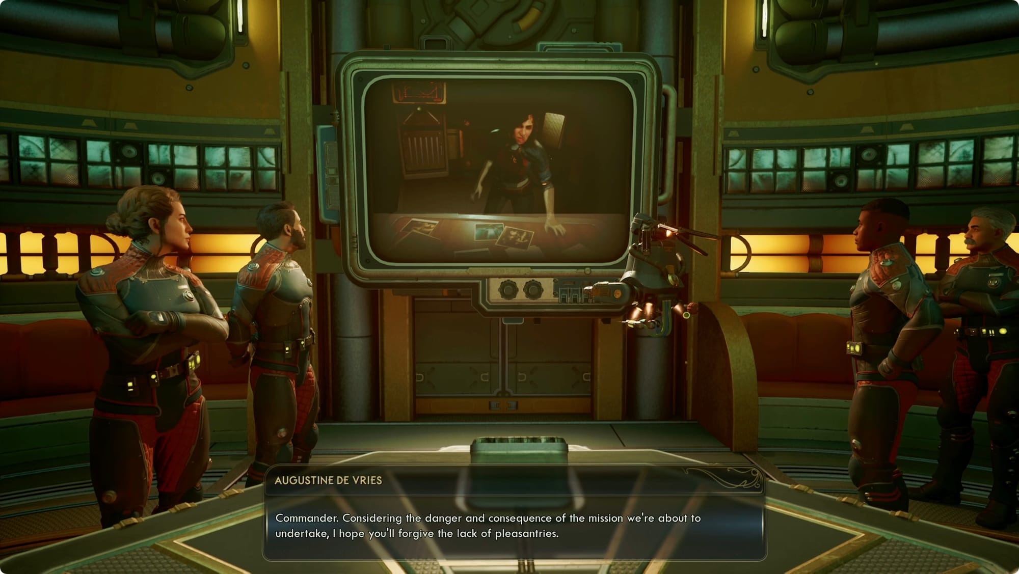 Several Earth Directorate officers in a briefing