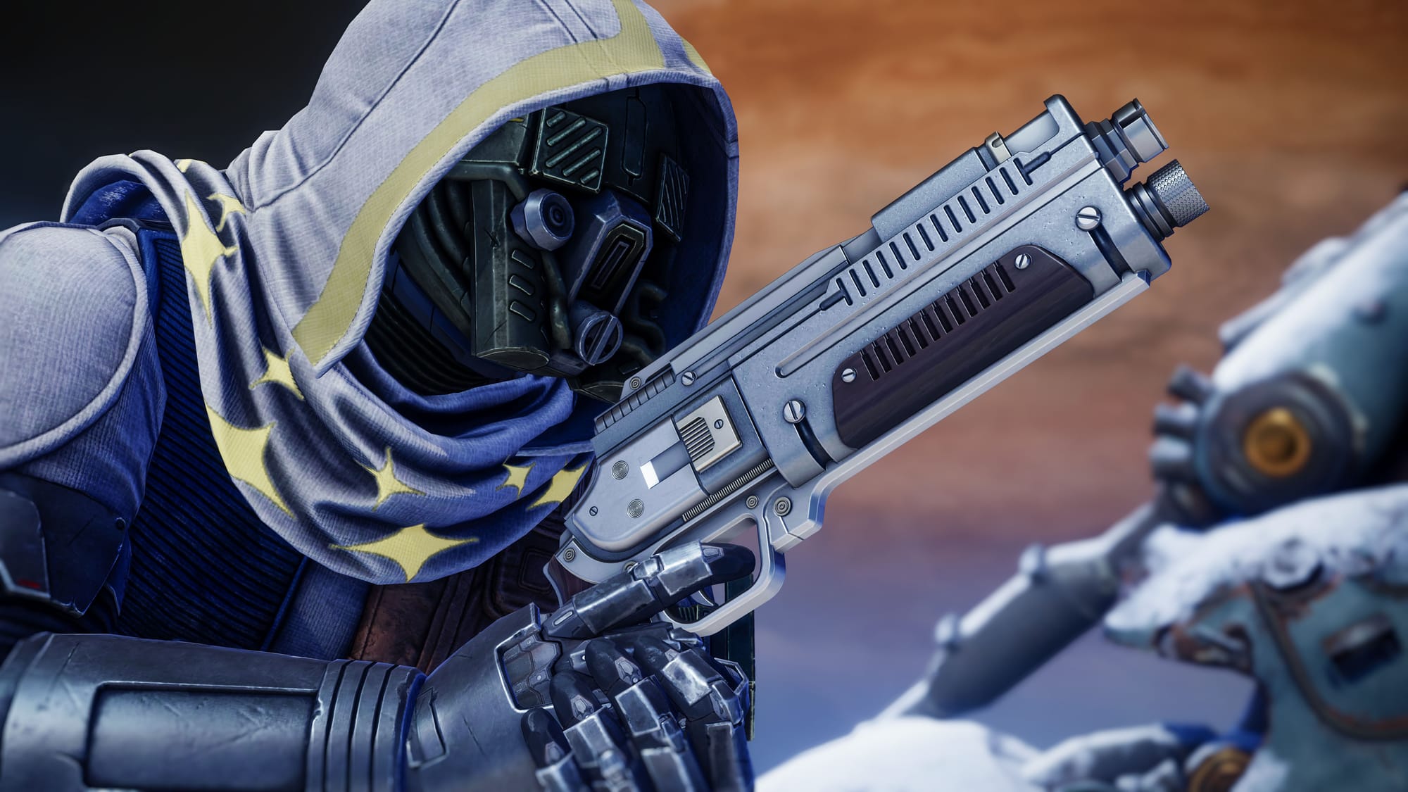 A Hunter rolls around with new Star Wars weapons in Destiny 2: Renegades