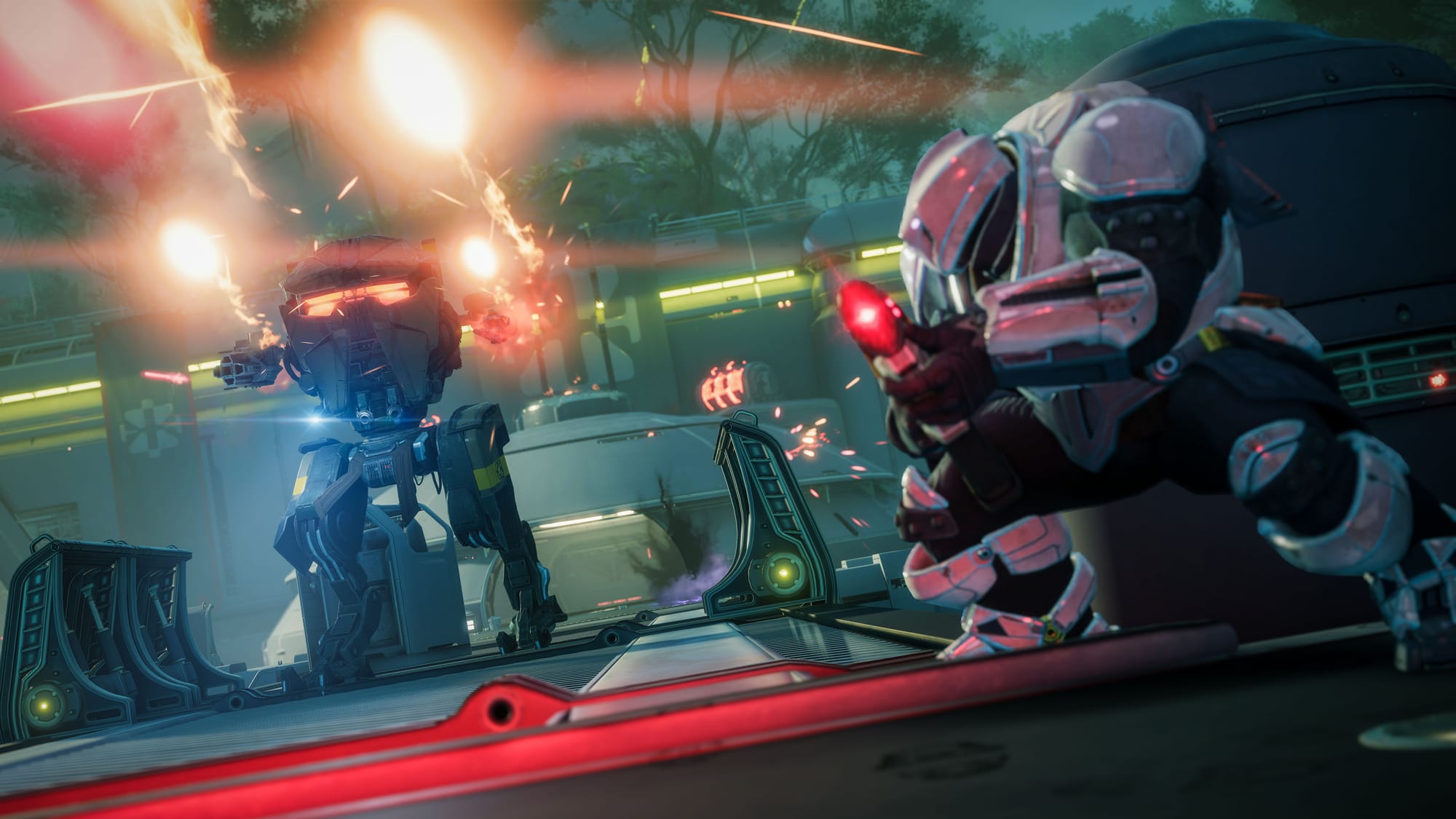 A mech fires on a cabal in Destiny 2: Renegades