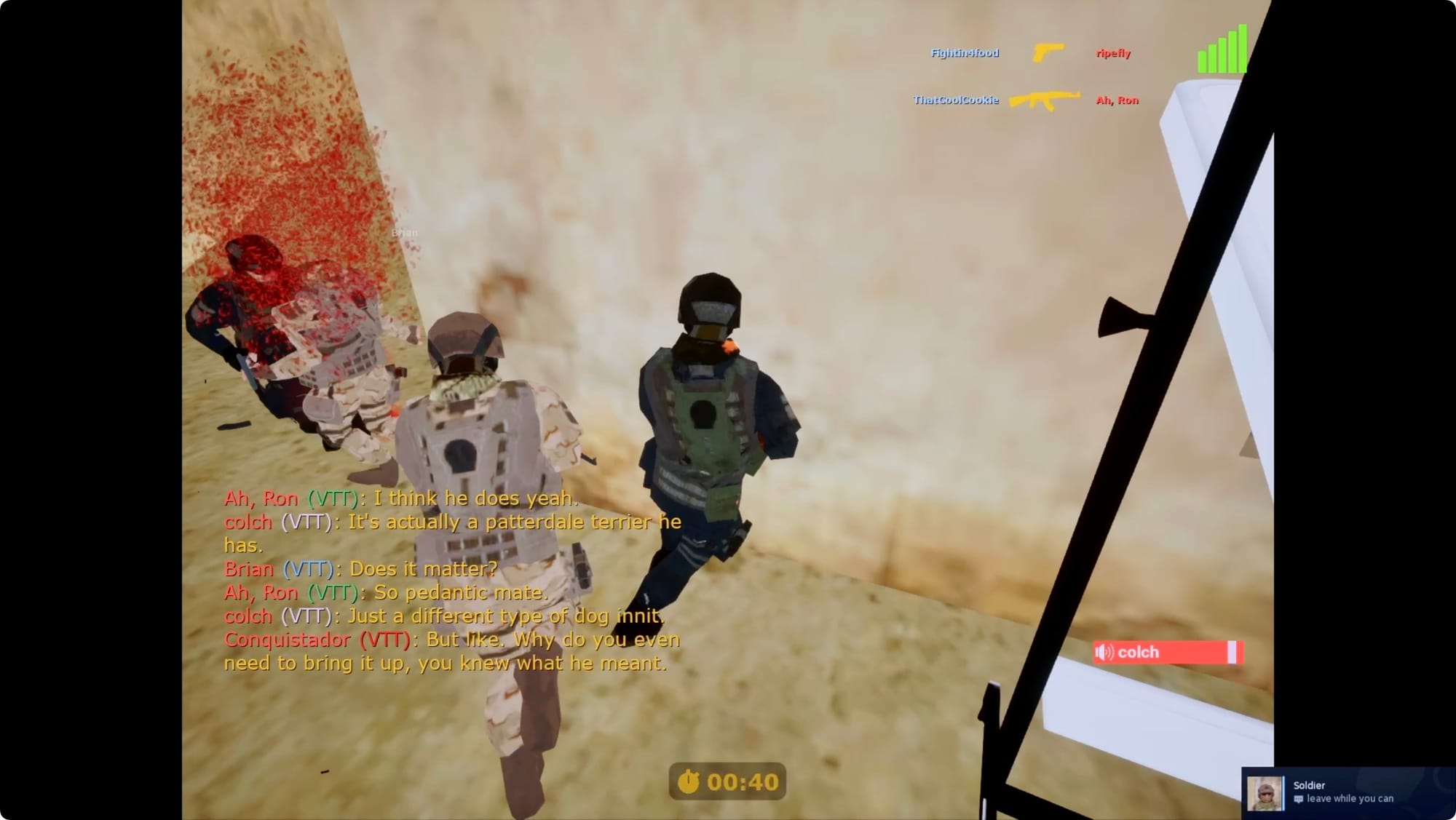 A screenshot of It Takes a War showing the visceral tactical action.