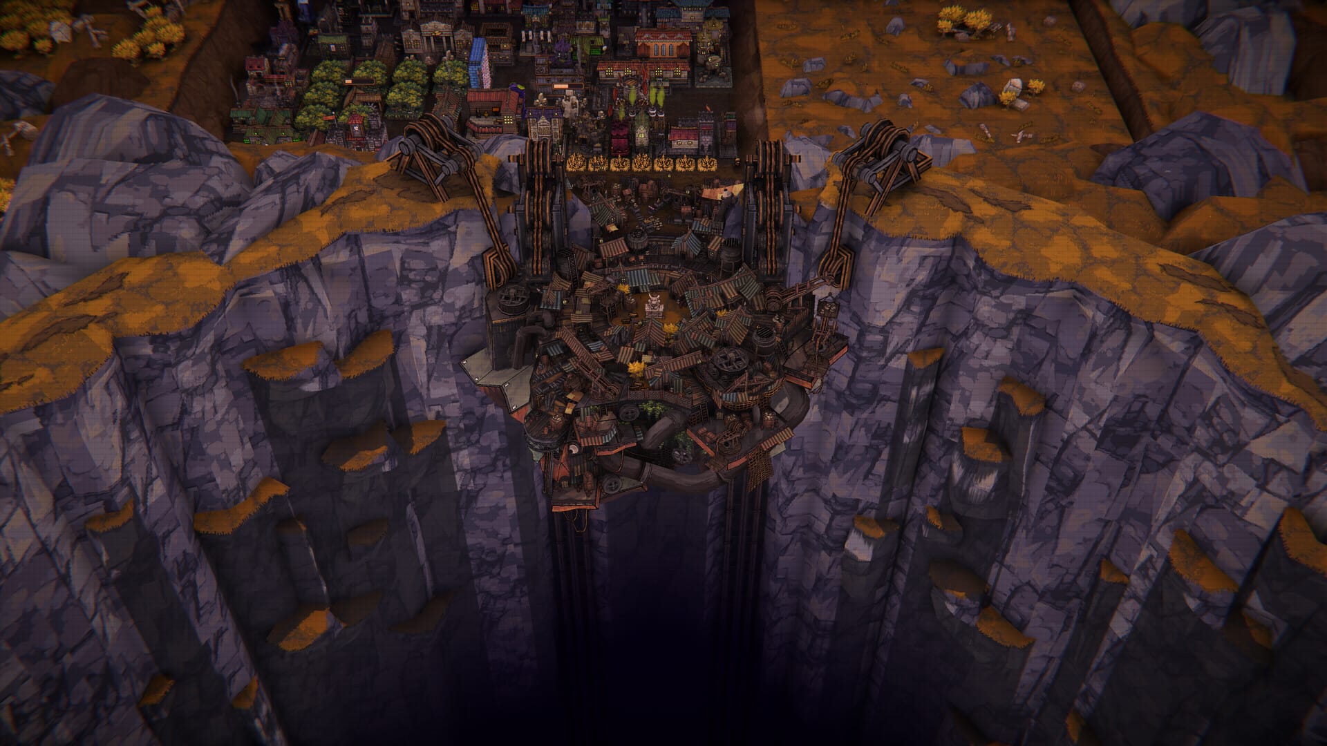 An elevator heads down into Ballbylon in Ball x Pit