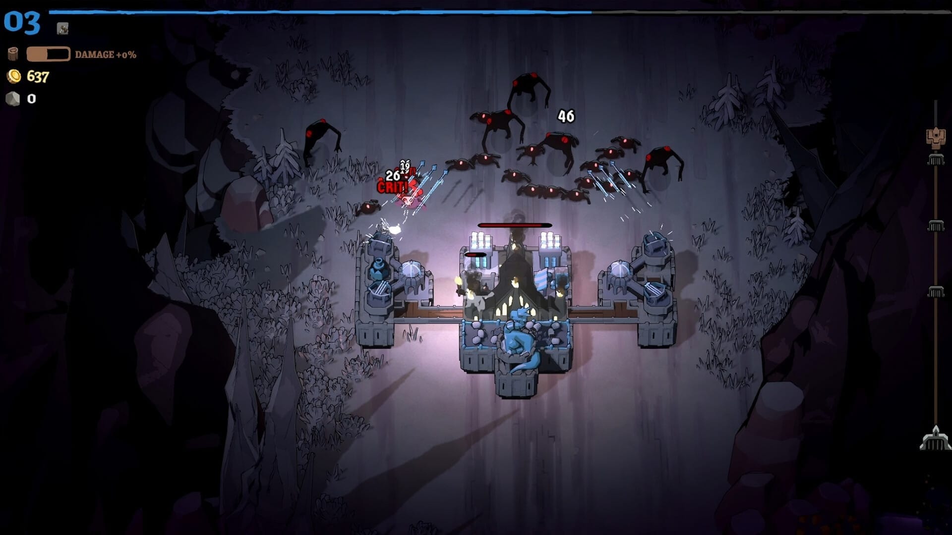 A castle rolls down a road in Monsters Are Coming! Rock & Road