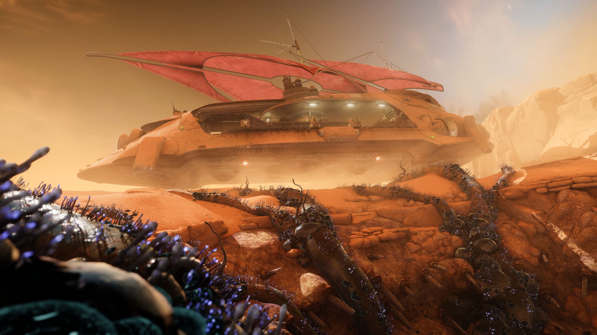 A sail barge on Mars in Destiny 2: Renegades