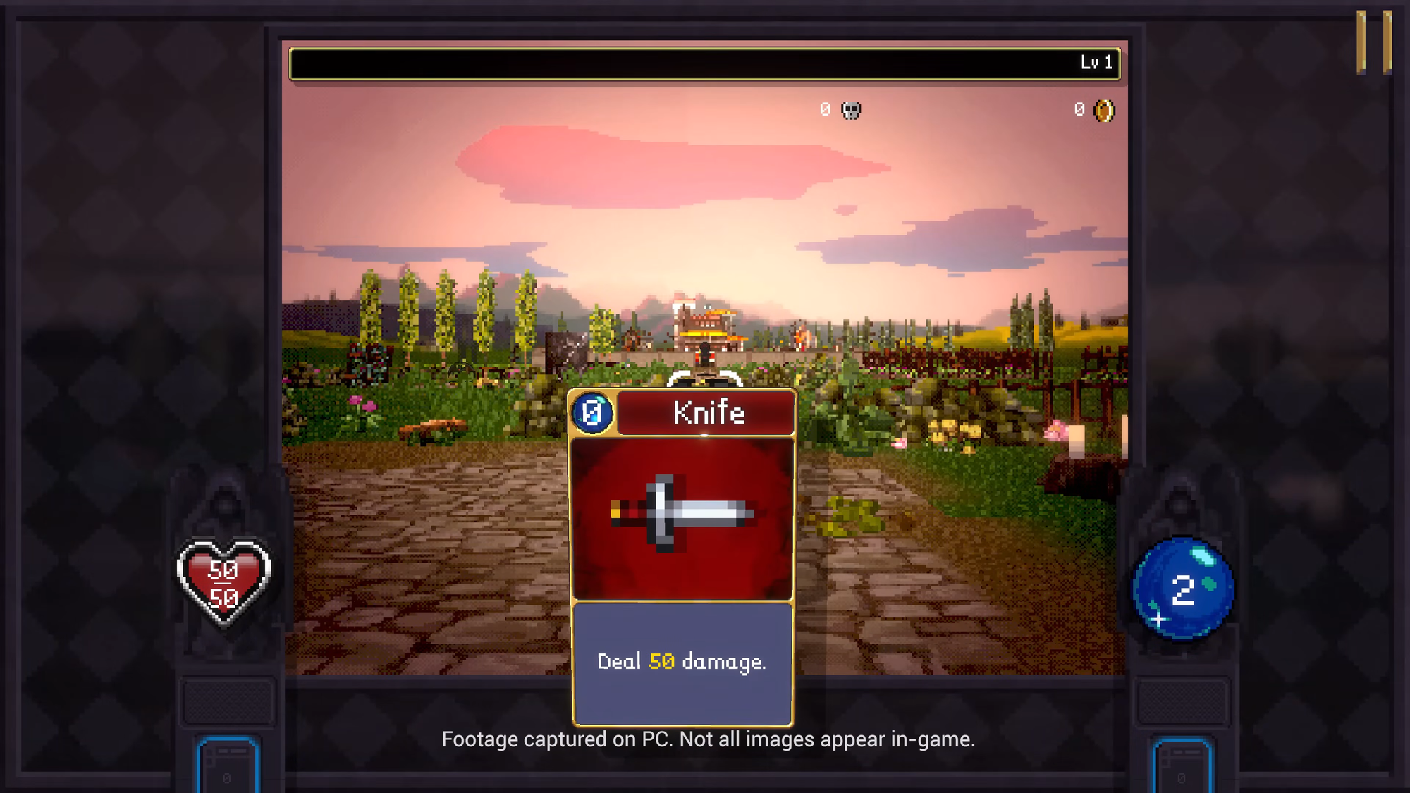 A hero throws a knife at a bat in Vampire Crawlers