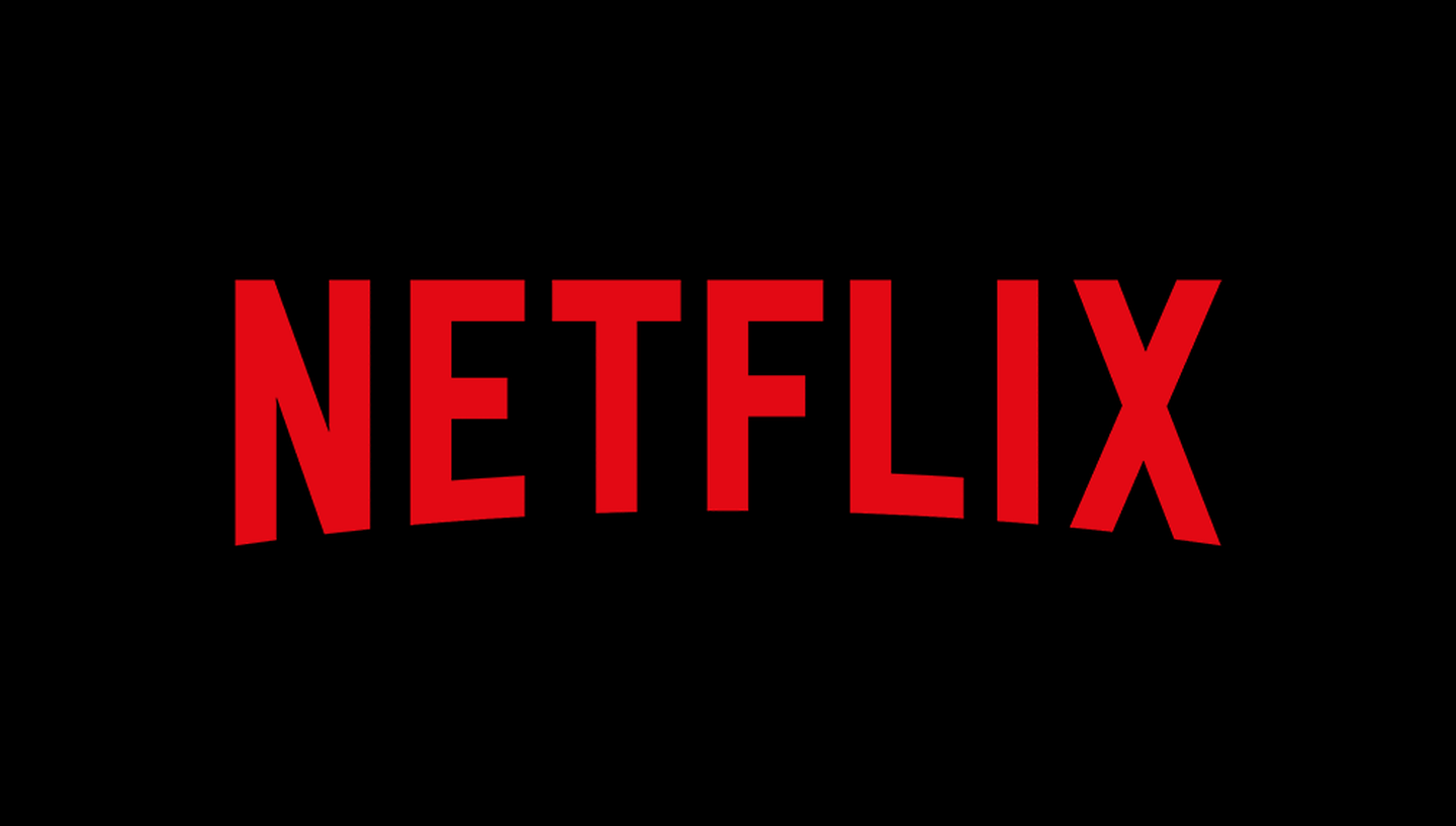 The Netflix logo in red font on a black background