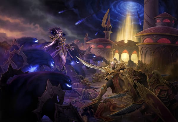 Lor'themar Theron fight off creatures of the Void in Midnight