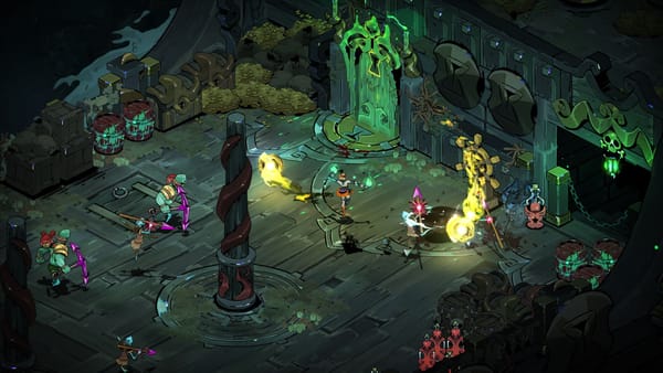 Melinoë battles on a boat on the surface in Hades 2