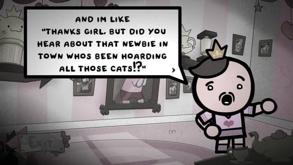 A character in Mewgenics talks using a speech bubble