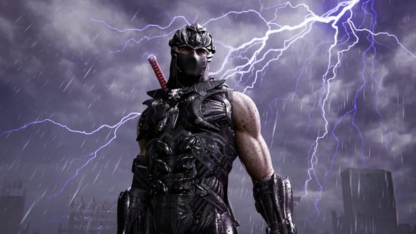 Ryu stands against the lightning in Ninja Gaiden 4