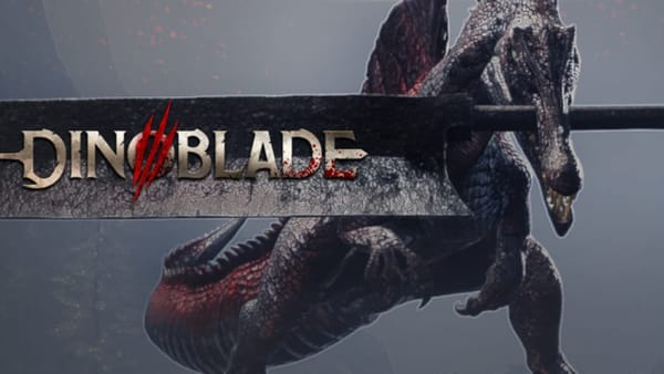 The box art for Dinoblade, showing a spinosaurus with a buster sword