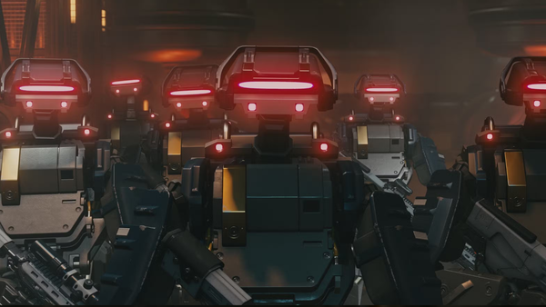 A row of evil robots from the Terran Armada, the next expansion for Starfield