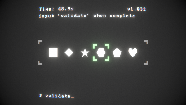 A computer screen showing a series of symbols and asking the player to validate the icons with the aid of a friend in a screenshot from free indie game Read the Fucking Manual.